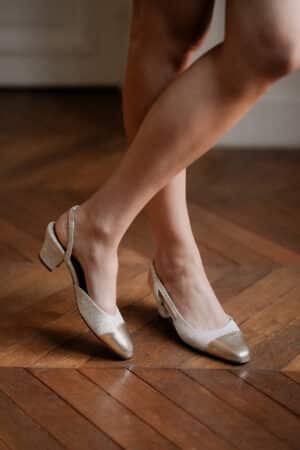 sandales Bardot Anniel pailletés et argenté