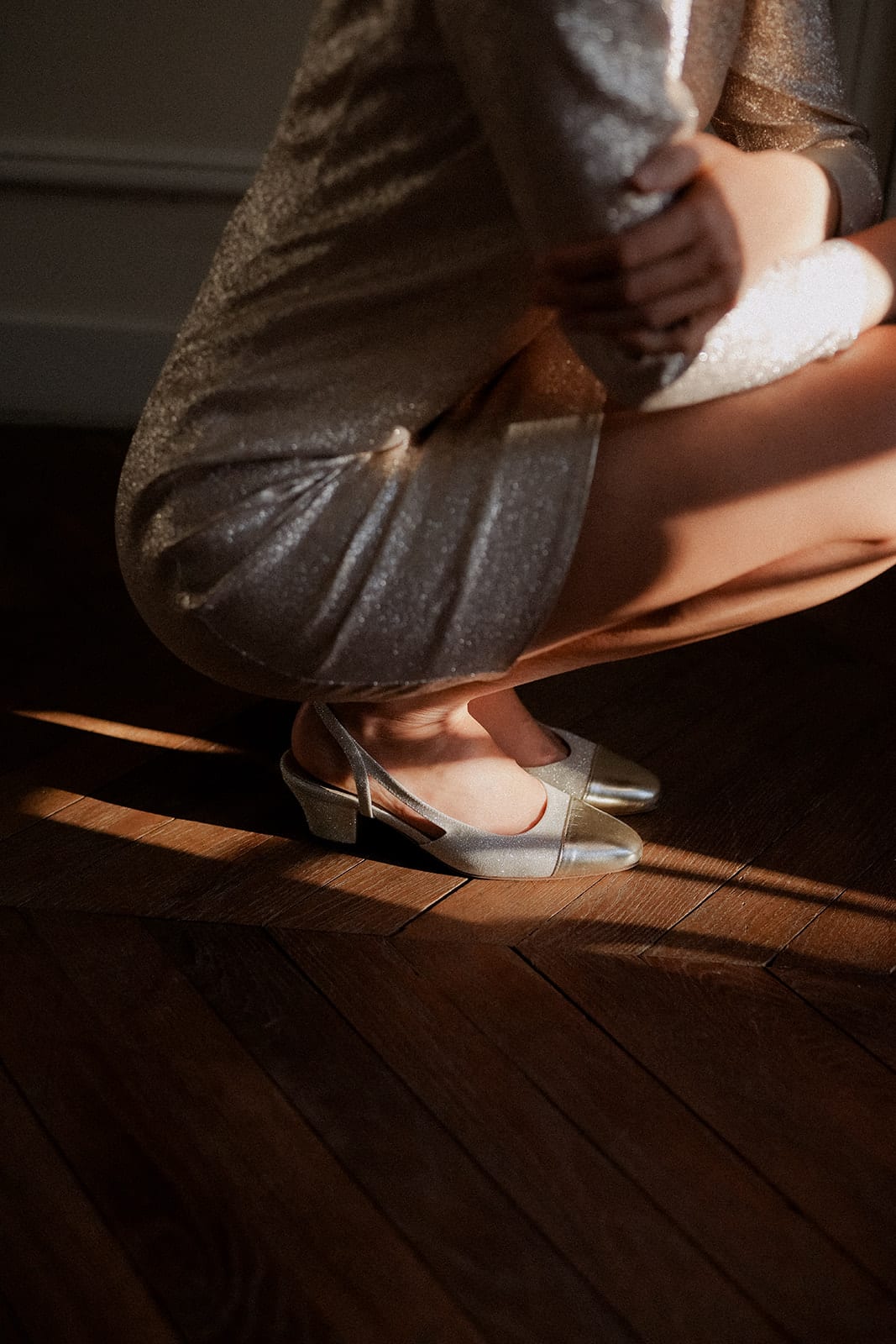 sandales Bardot Anniel pailletés et argenté