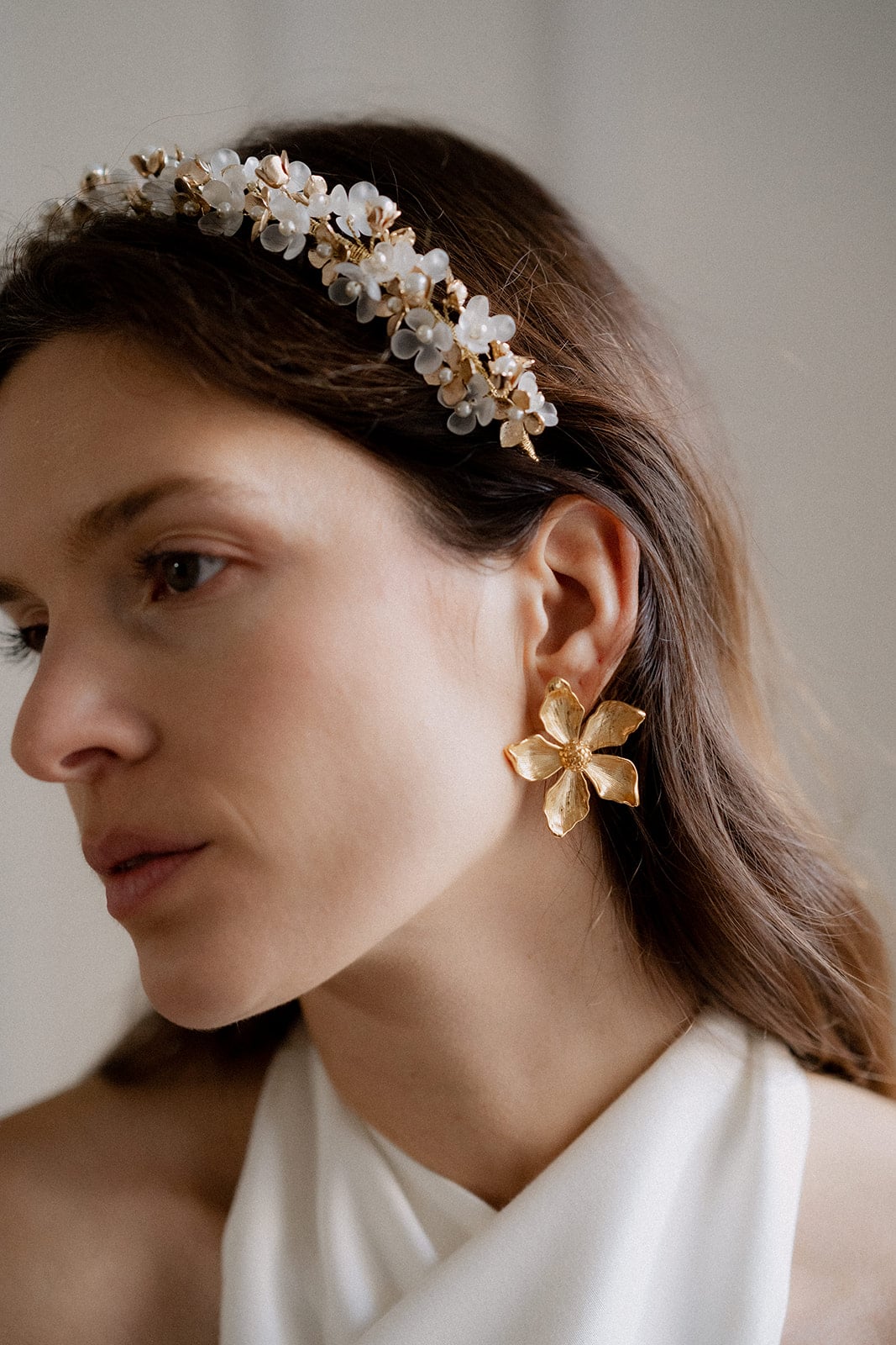 Couronne de mariage Héra & Boucles d’oreilles Philomène